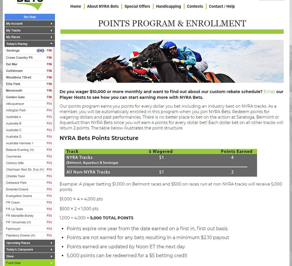 Nyra Bets points program-min