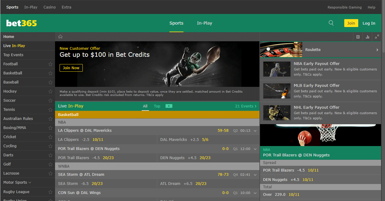 Bet 365 Sportbook Live